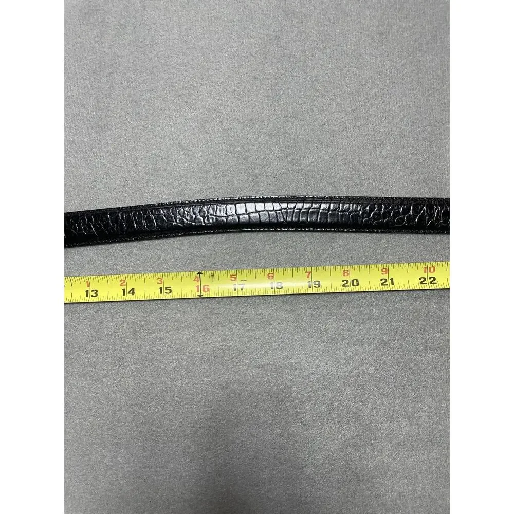 Talbots Black Leather Belt Medium Made In Italy Silver And Gold Tone Hardware‎